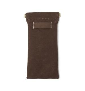 COTTON CANVAS  SOFT EYEWEAR CASE  / Dark Brown & Dark Brown Leatherξʲ