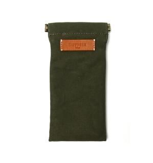 COTTON CANVAS  SOFT EYEWEAR CASE  / Military Green & Orange leatherξʲ