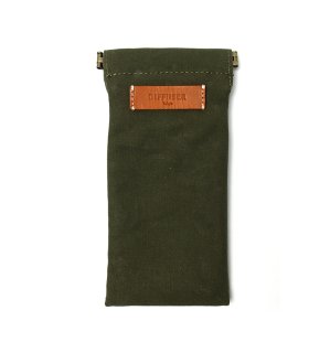 COTTON CANVAS  SOFT EYEWEAR CASE  / Military Green & Orange leatherの商品画像