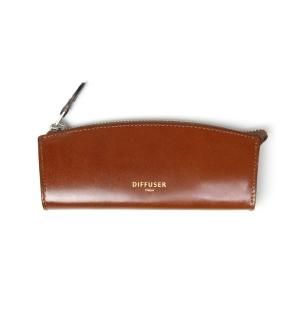 HIGH-END LEATHER EYEWEAR CASE (S) / Dark Brown & Light Greenξʲ