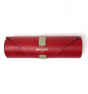 OIL LEATHER ROLL EYEWEAR CASE / Red & Light Brownの商品画像