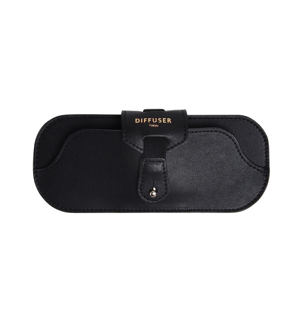 OIL LEATHER SMART EYEWEAR CASE / Black & Black