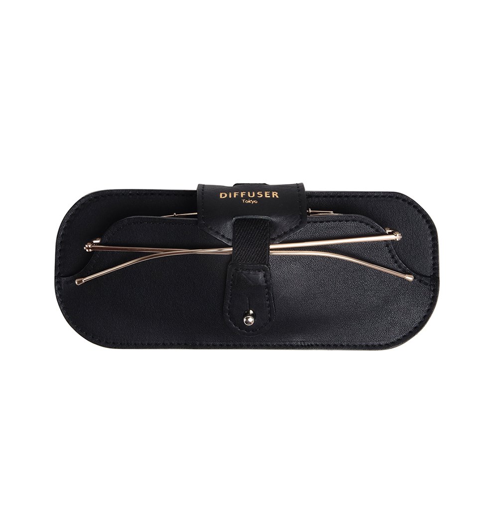 OIL LEATHER SMART EYEWEAR CASE / Black & Black