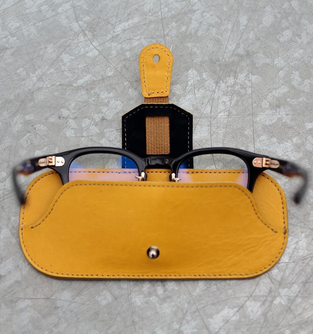 OIL LEATHER SMART EYEWEAR CASE / Dark Green & Brown