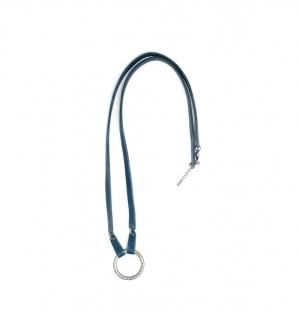CONNECTED LEATHER GLASS HOLDER / Blue Leather & Antique Silverξʲ