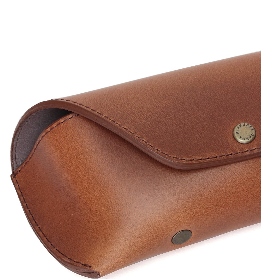 HORWEEN LEATHER EYEWEAR CASE 2 / Whiskey & Dark Brown | DIFFUSER