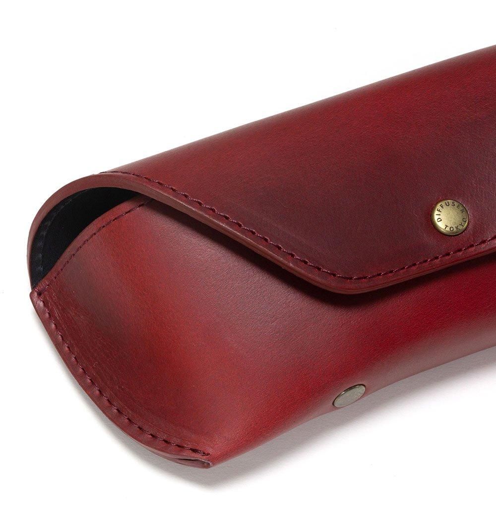 HORWEEN LEATHER EYEWEAR CASE 2 / Bordeaux & Black | DIFFUSER