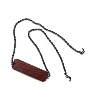 COW LEATHER PATCH METALLIC CHAIN GLASS CODE / Brownξʲ