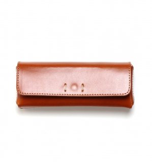 OIL LEATHER RECT EYEWEAR CASE / Camel & Light Brownξʲ