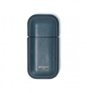 WETFORMING LEATHER EYEWEAR CASE 2 - L size / Blue & Dark Brownξʲ