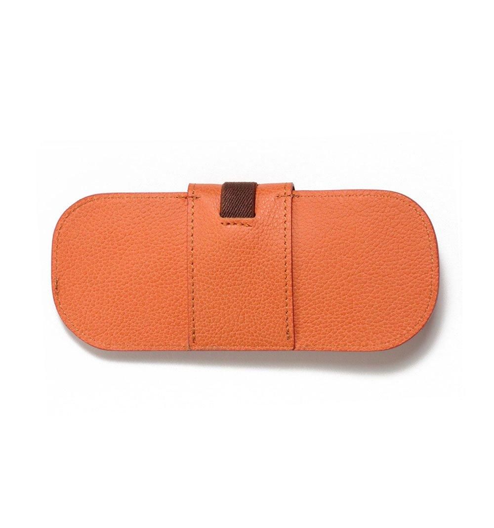 SHRINK LEATHER SMART EYEWEAR CASE / Orange & Brown