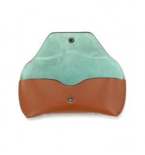 SMOOTH LEATHER EYEWEAR CASE-S / Camel  & Mint Greenξʲ