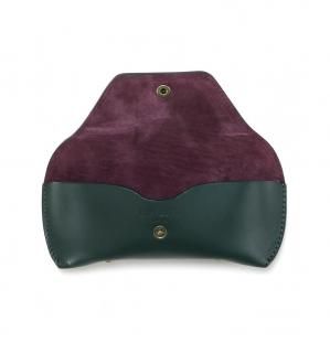 SMOOTH LEATHER EYEWEAR CASE-S / Green & Purpleξʲ