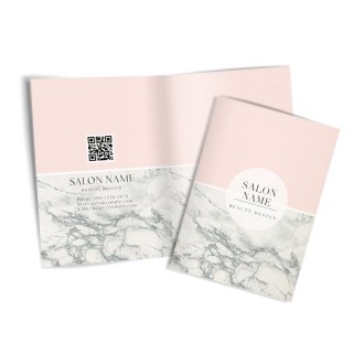 2つ折りミニリーフレット｜大人可愛い大理石・パステルデザインパンフレット02				