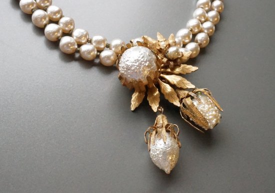 1950 Miriam Haskell パールフラワーネックレス - antique & vintage jewelry  meltingpot(メルティングポット）