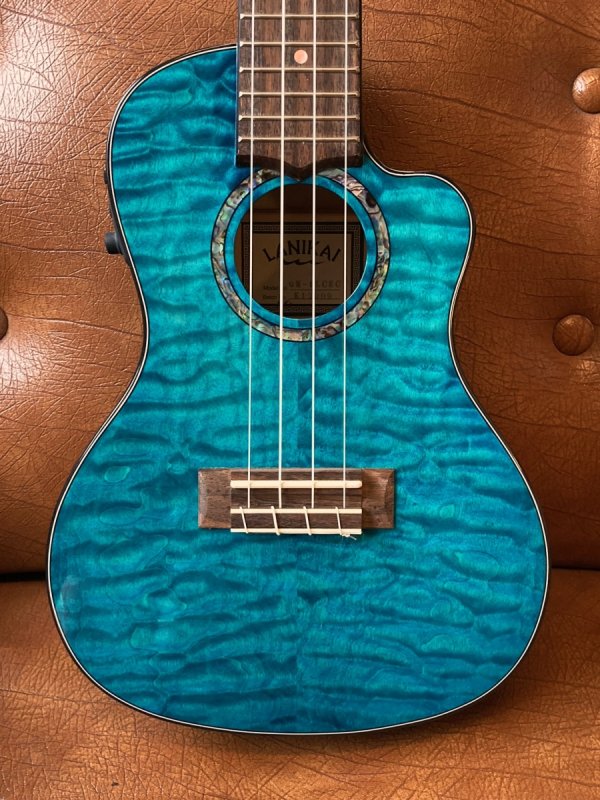 送料無料】LANIKAI ラニカイ QM-BLCEC Quilted Maple Blue Stain エレクトリックコンサートウクレレ 【特価品】  - CENTRALMUSIC〔セントラルミュージック〕愛媛・松山 エレキギター/ベース/アコースティックギター/ヴィンテージ