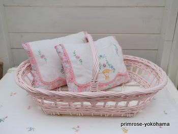 ウイッカーバスケット（パステルピンク&ホワイト） - primrose-yokohama