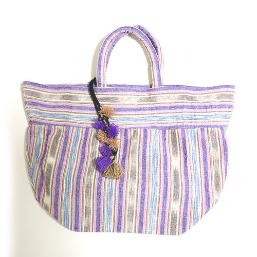 JADE Tribe】Samui Stripe Tote Tassel Char-Purple - 大人のリゾート