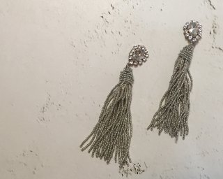 Silver beads tassel  Pierced&Earrings