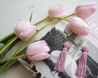 Beads tassel Pierced&Earrings -lilac-