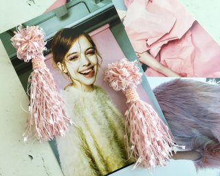 Pink ribbon tassel Pierced&Earrings