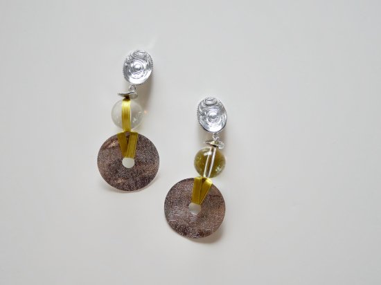 Vintage crystal pierced＆Earrings / Lime - NARKISSOS
