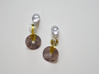 Vintage crystal pierced＆Earrings / Lime