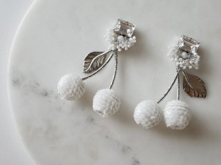 White drop Cherry Pierced&Earrings
