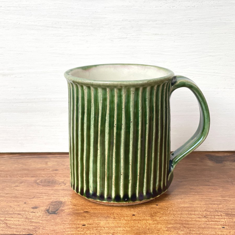 宋艸窯　マグカップ(切立タイプ)　緑