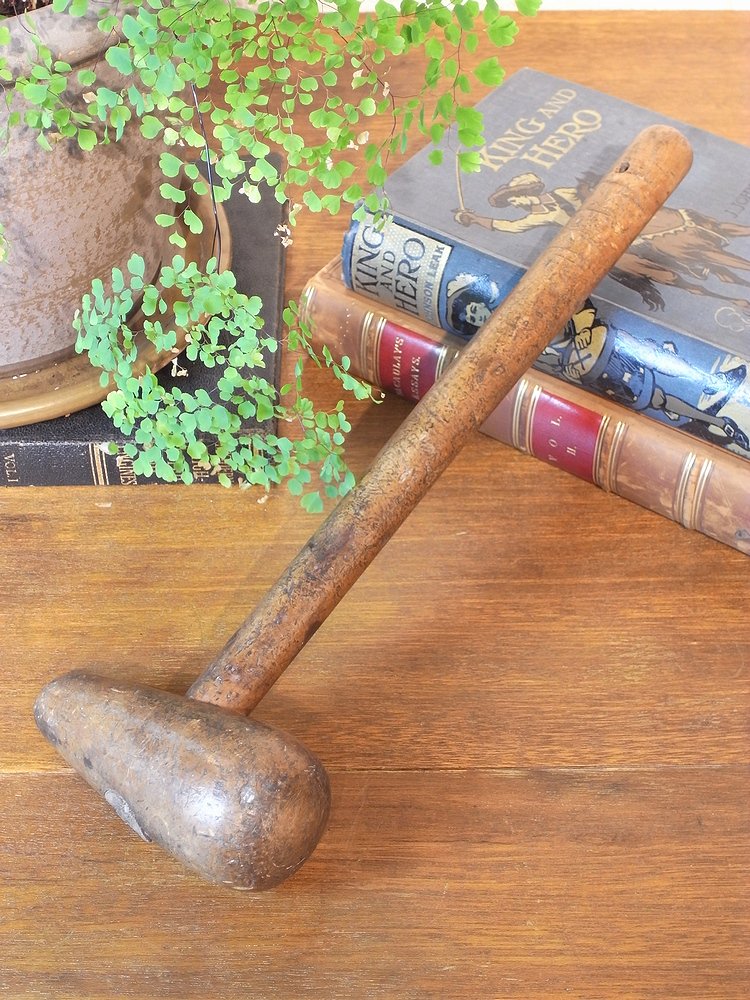 アンティーク ヴィンテージ 古い 工具 木製ハンマー 古道具 オブジェ 