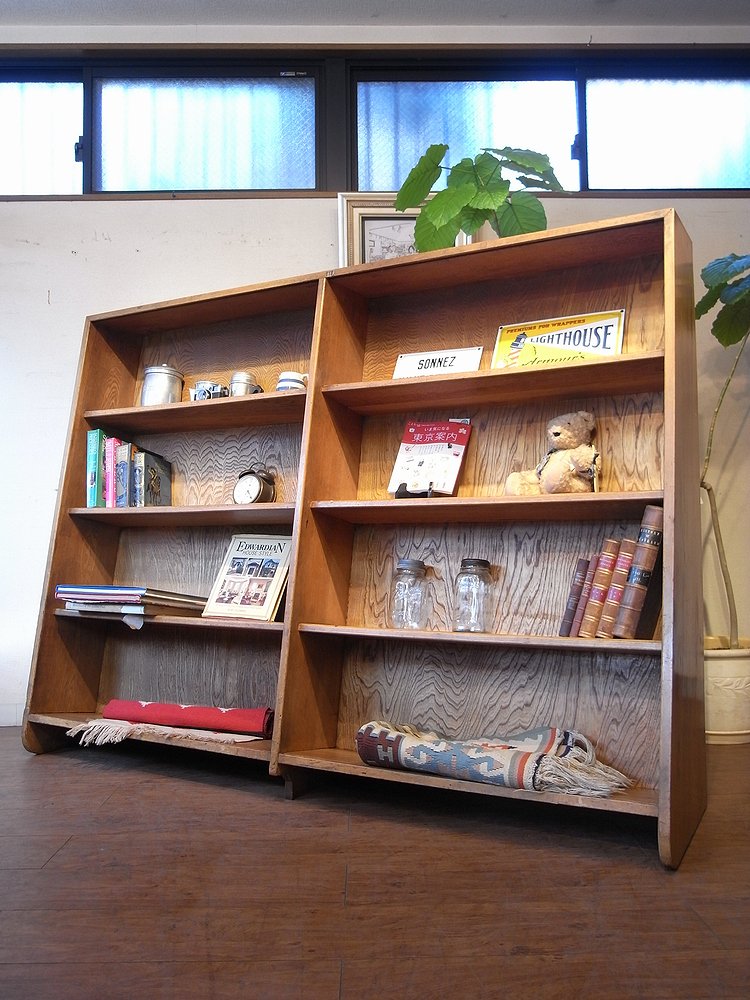 アンティーク レトロ モダン 古い図書館の本棚 特大 台形 食器棚 本箱 
