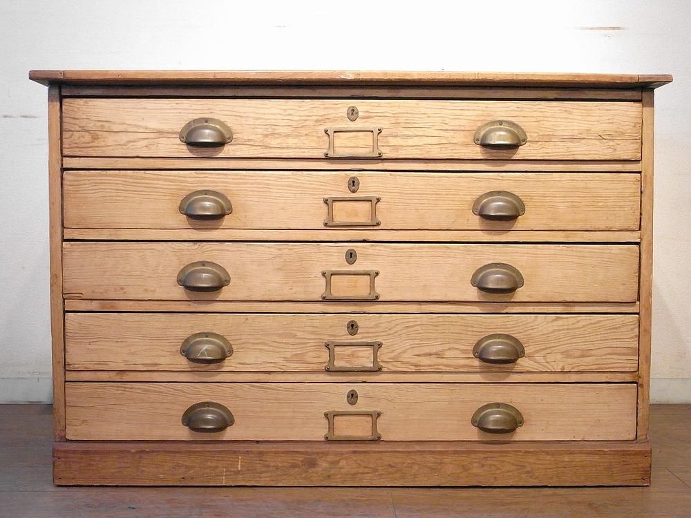 【イギリス便】アンティーク◆ 5段引き出しケース ◆ レターケース 5段 A4 Toreno 木製 幅35cm （ 幅35×奥行28×高さ