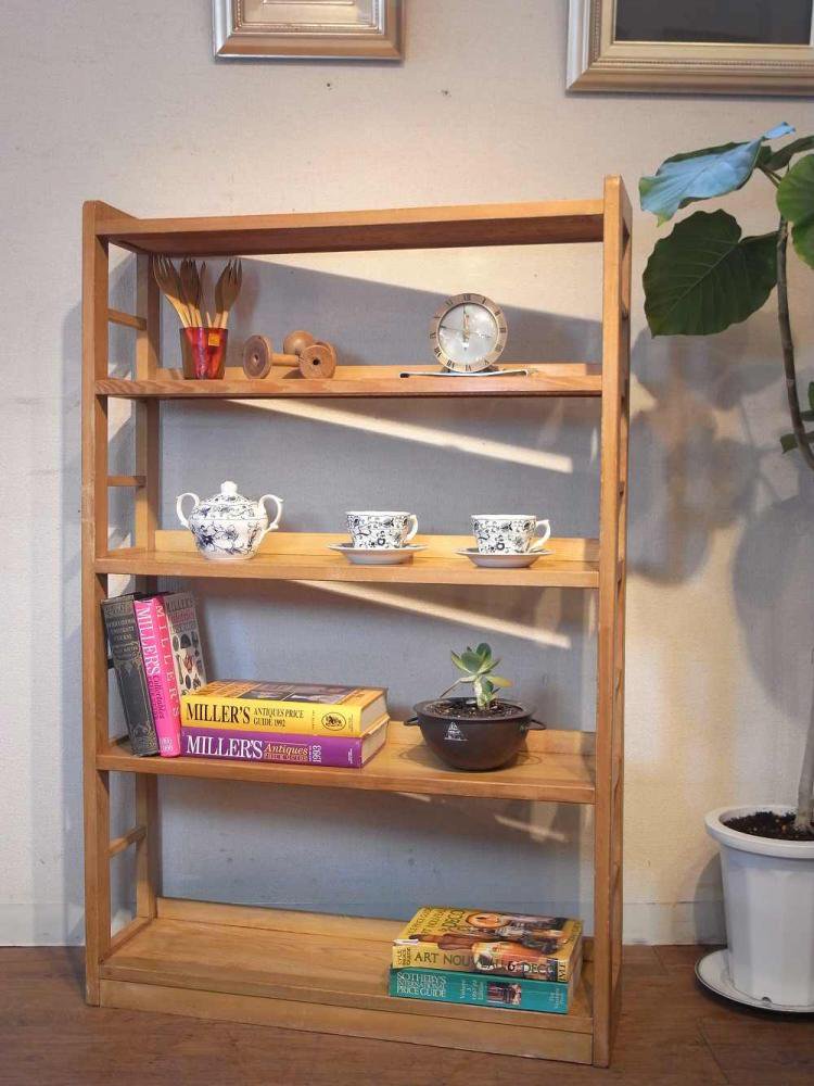 レトロ ヴィンテージ 明るめカラーの 本棚 シェルフ オープンラック 棚 飾り棚 食器棚 - Northwest-antiques