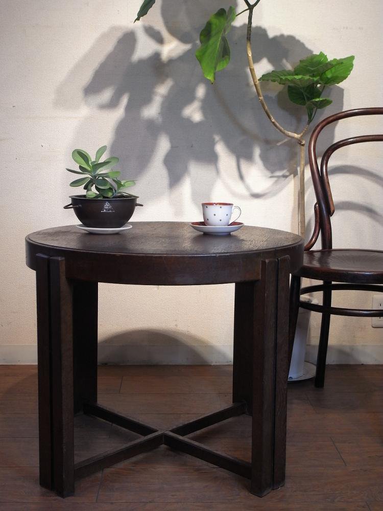 古い木製丸テーブル ラウンドテーブル コーヒーテーブル ヴィンテージ