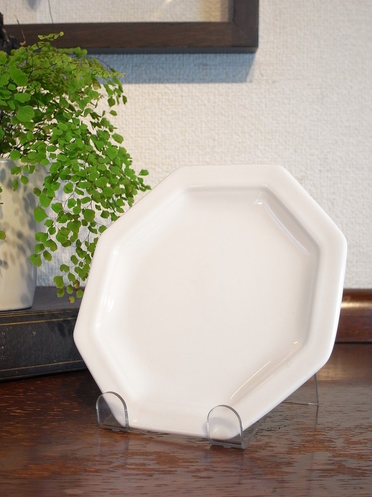 デッドストック ヴィンテージ 日本製 白磁 器 八角皿 プレート