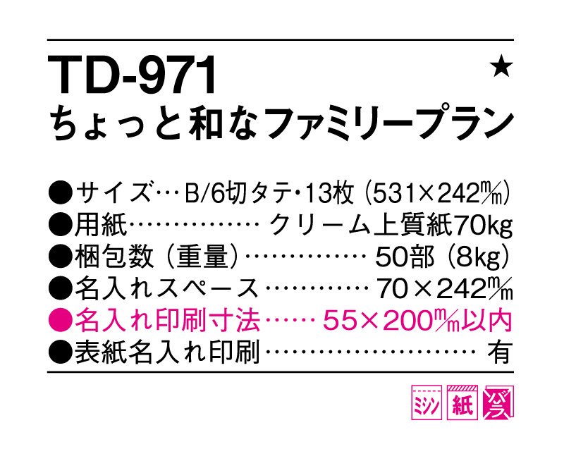 2024年 TD-971 ちょっと和なファミリープラン「もらってうれしい家族の