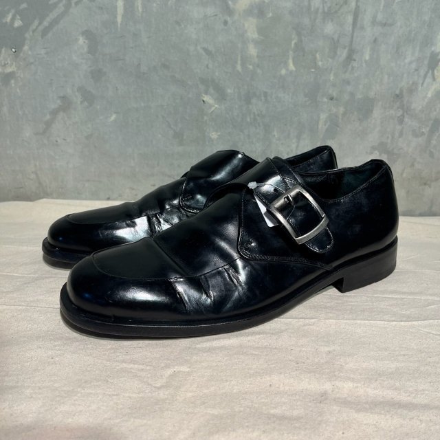 BARNEYS NEWYORK Square Toe Single Monk Leather Shoes
