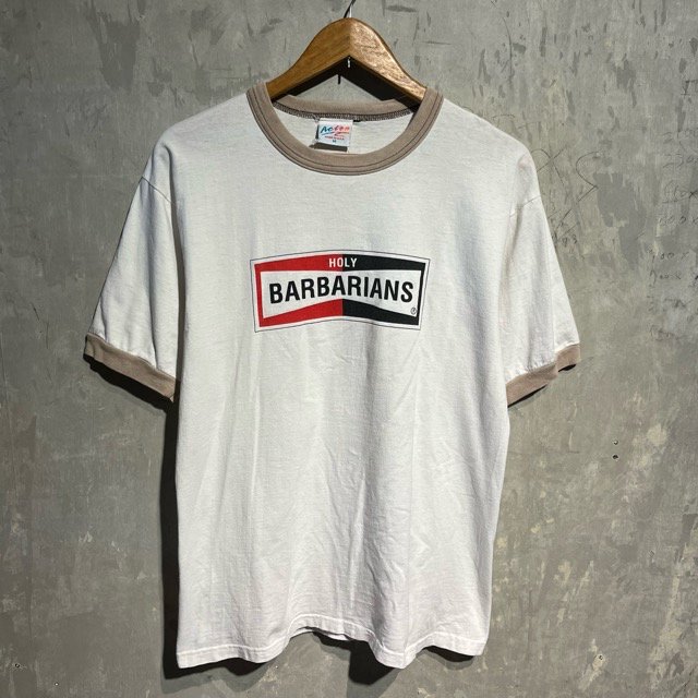 90's Holy Barbarians S/S Ringer Print Tee MADE IN U.S.A
