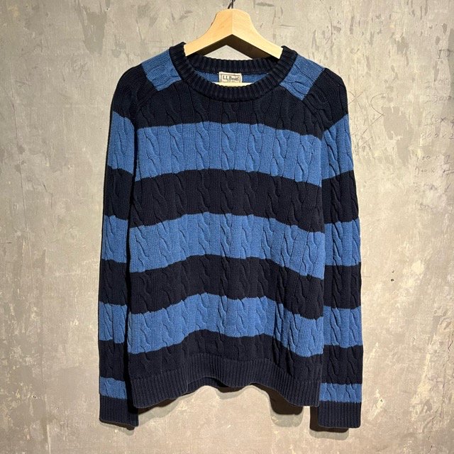 L.L.Bean Cotton Cable Border Knit Sweater