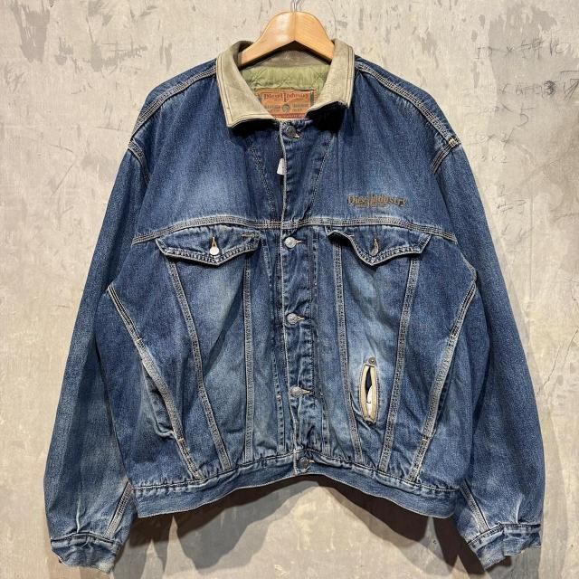 DIESEL Leather Collar Quilting Lining Denim Jacket MADE IN ITALY