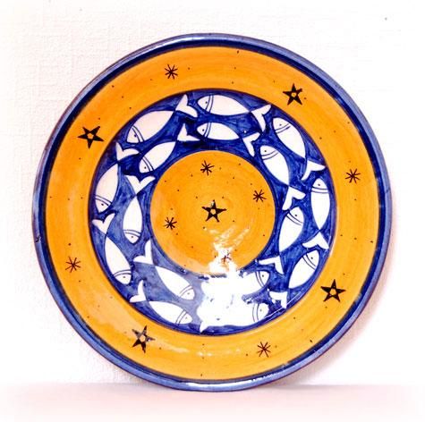 モロッコの陶器のお皿ーお魚2 Mosaic Blue Citron モザイク ブルー シトロン モロッコの陶器のお皿ーお魚2 Mosaic Blue Citron モザイク ブルー シトロン