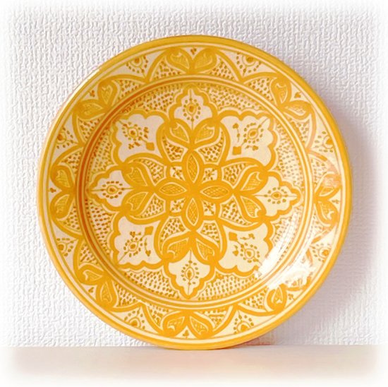 モロッコ雑貨。モロッコの陶器のお皿-黄色２- mosaic＊blue citron