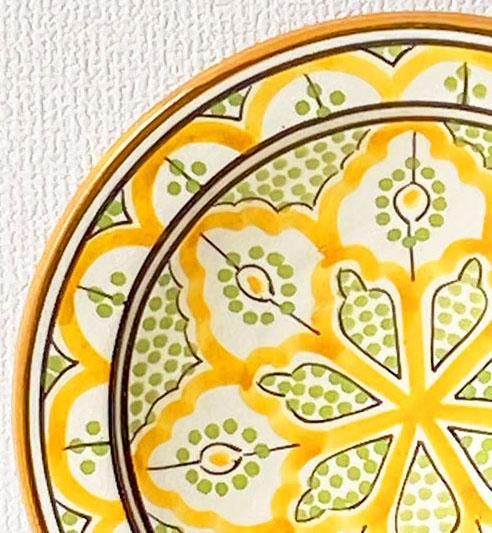 モロッコ雑貨。モロッコの陶器のお皿-白- mosaic＊blue citron