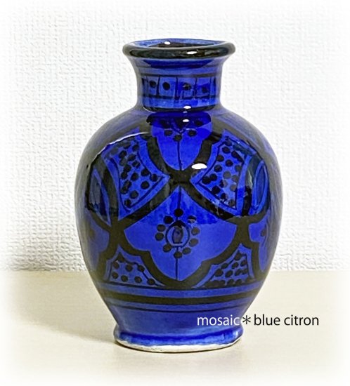 モロッコの陶器の花瓶-ブルー - mosaic＊blue citron