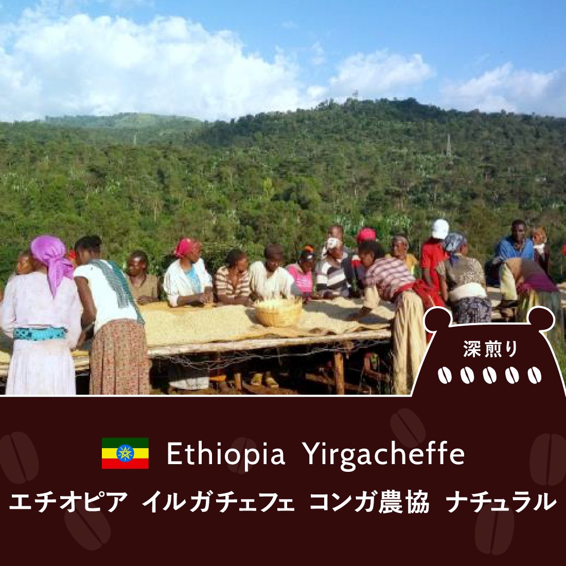 エチオピア・イルガチェフェ　コンガ農協　ナチュラル（深煎り）