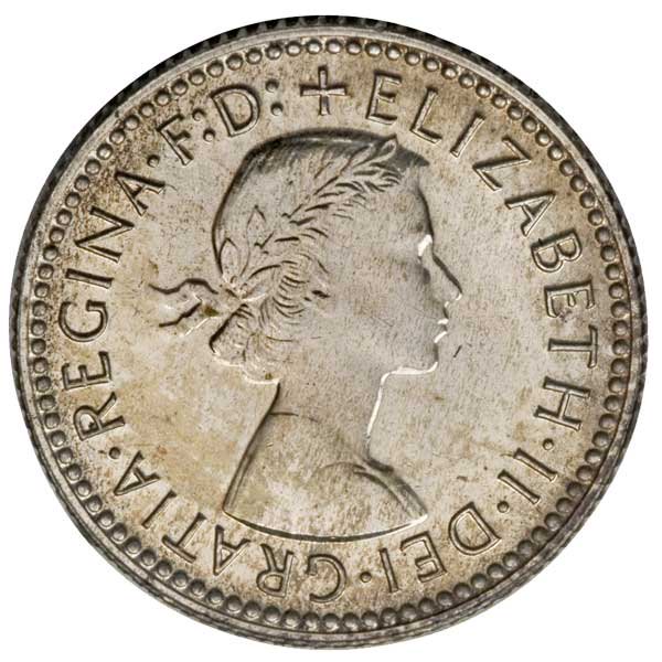 エリザベス2世6ペンス銀貨