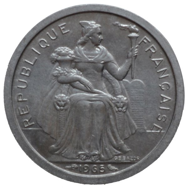 1965年フランス領ポリネシア1フラン硬貨