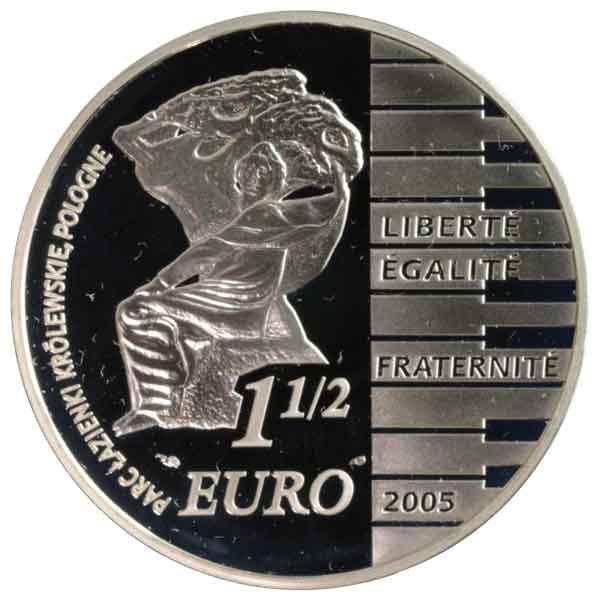 フレデリクショパン生誕195周年記念1 1/2ユーロ銀貨|フランス