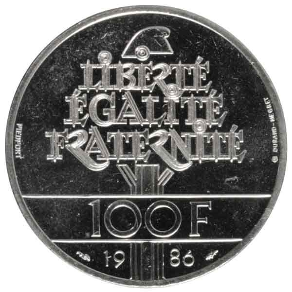 1-337 自由の女神 フランス 銀貨 プルーフ 記念コイン 100フラン
