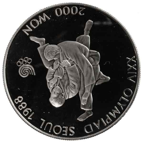 ソウルオリンピック記念2000ウォンプルーフ硬貨(柔道)|韓国